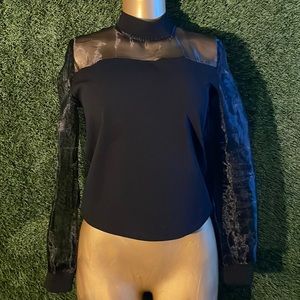 Mock neck sheer top